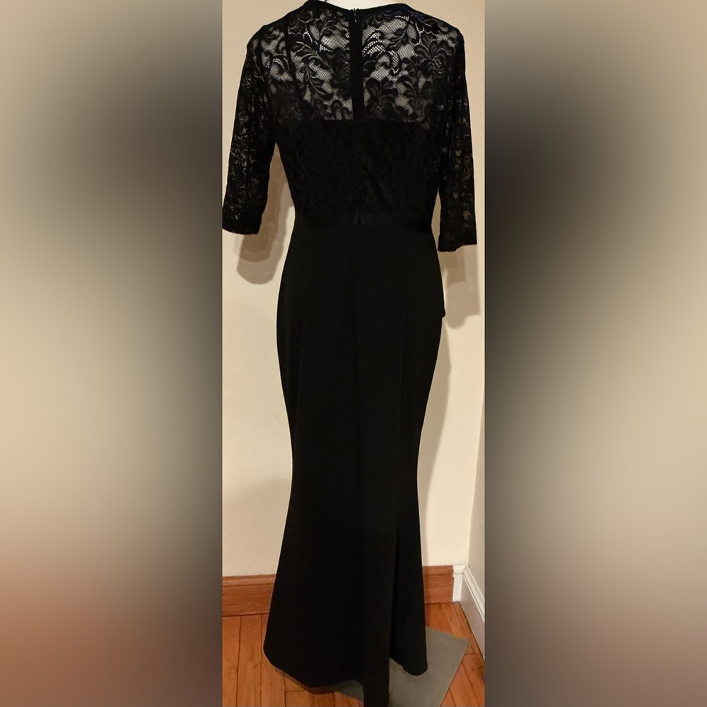MISSMAY Mother Of The Bride Black Lace Long Side Slit Evening Gown Dress Sz XL - Picture 4 of 16
